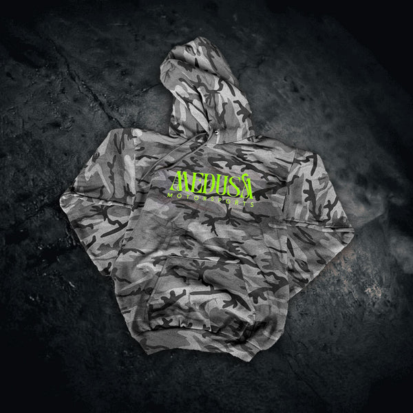 Medusa Camo Hoodie With Green Logo