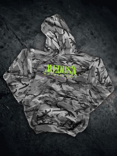 Medusa Camo Hoodie With Green Logo