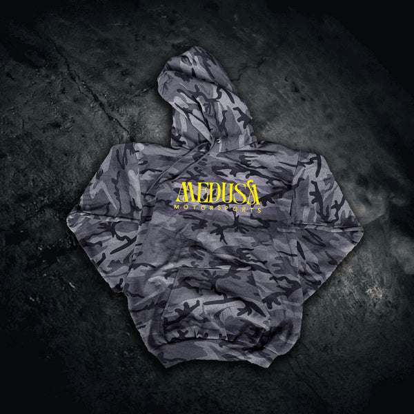 Medusa Camo Hoodie With Yellow Logo