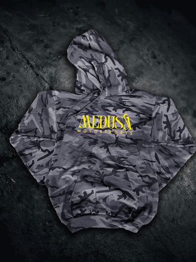 Medusa Camo Hoodie With Yellow Logo